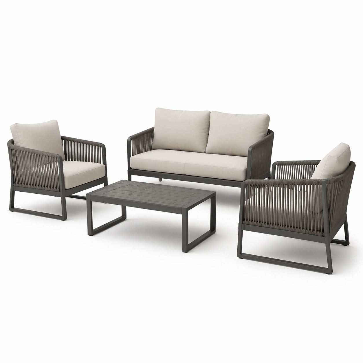 Garten Lounge Set Outdoor Metall Grau mit Kissen-Kavellor