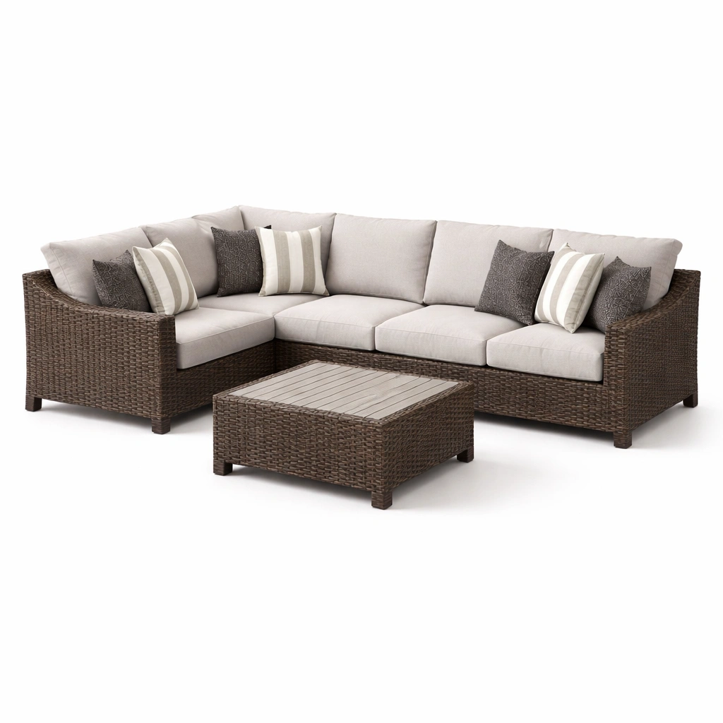 Outdoor Sofa Set Rattan Optik Braun mit Tisch-Kavellor