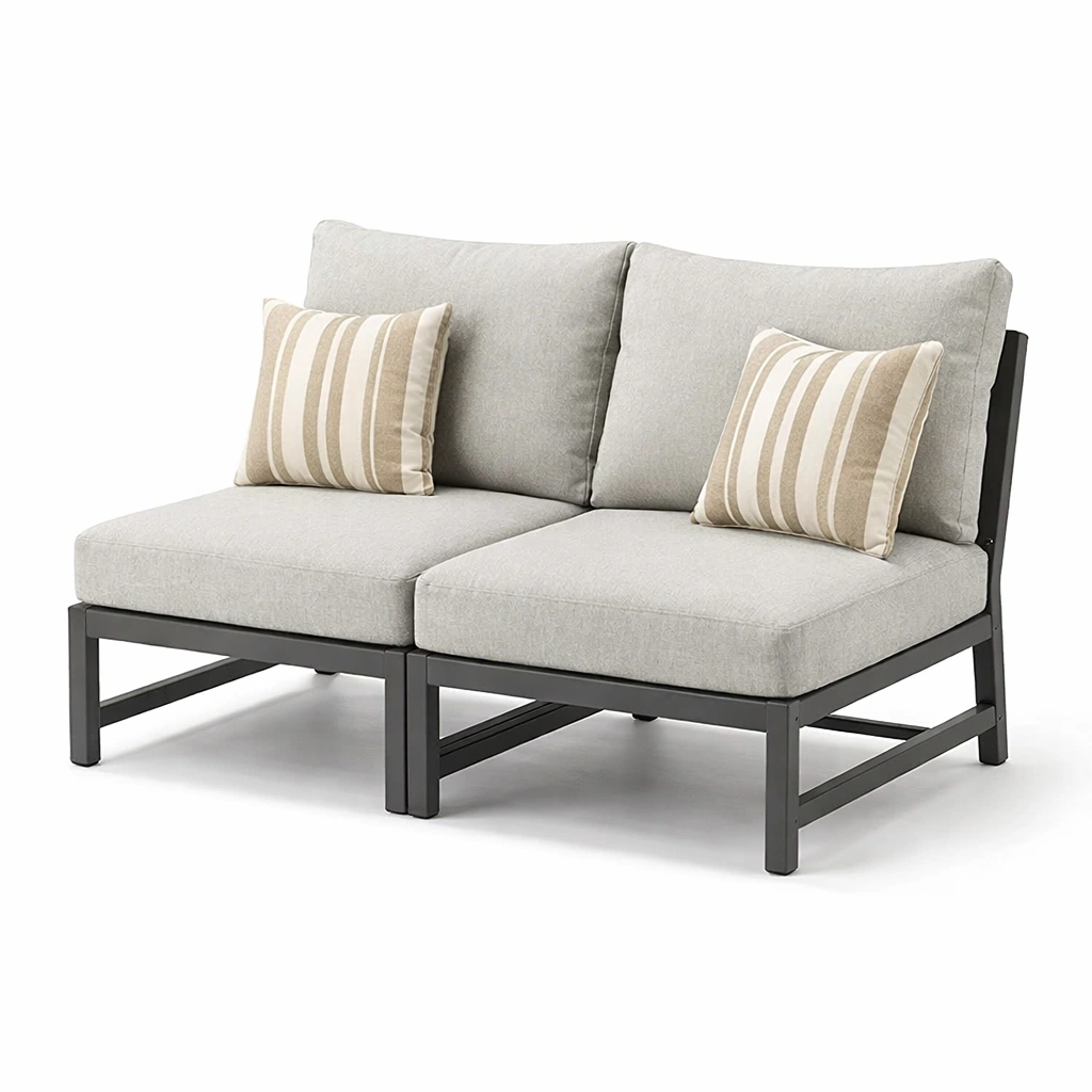 Outdoor Sofa Modul Set Grau Metall Modern-Kavellor