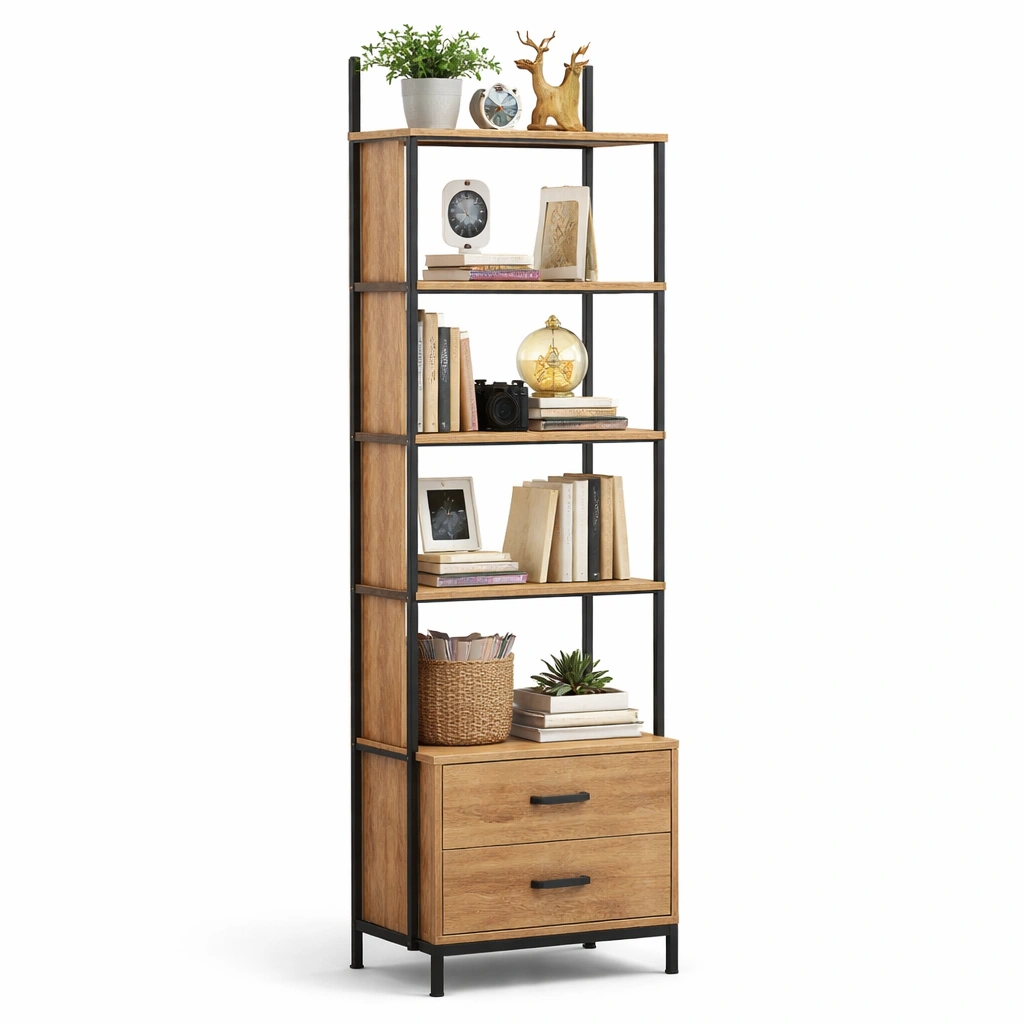 Regal Standregal Industrial Holz Metall mit Schubladen-Kavellor