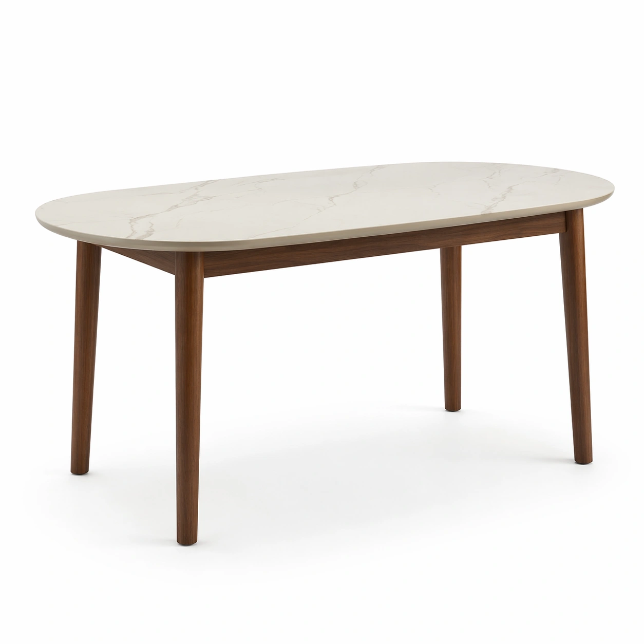 Esstisch Oval Steinoptik Holzbeine Modern-Kavellor