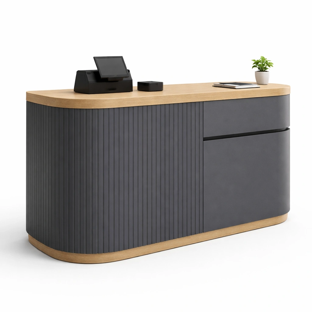 Empfangstheke modern mit Holzplatte