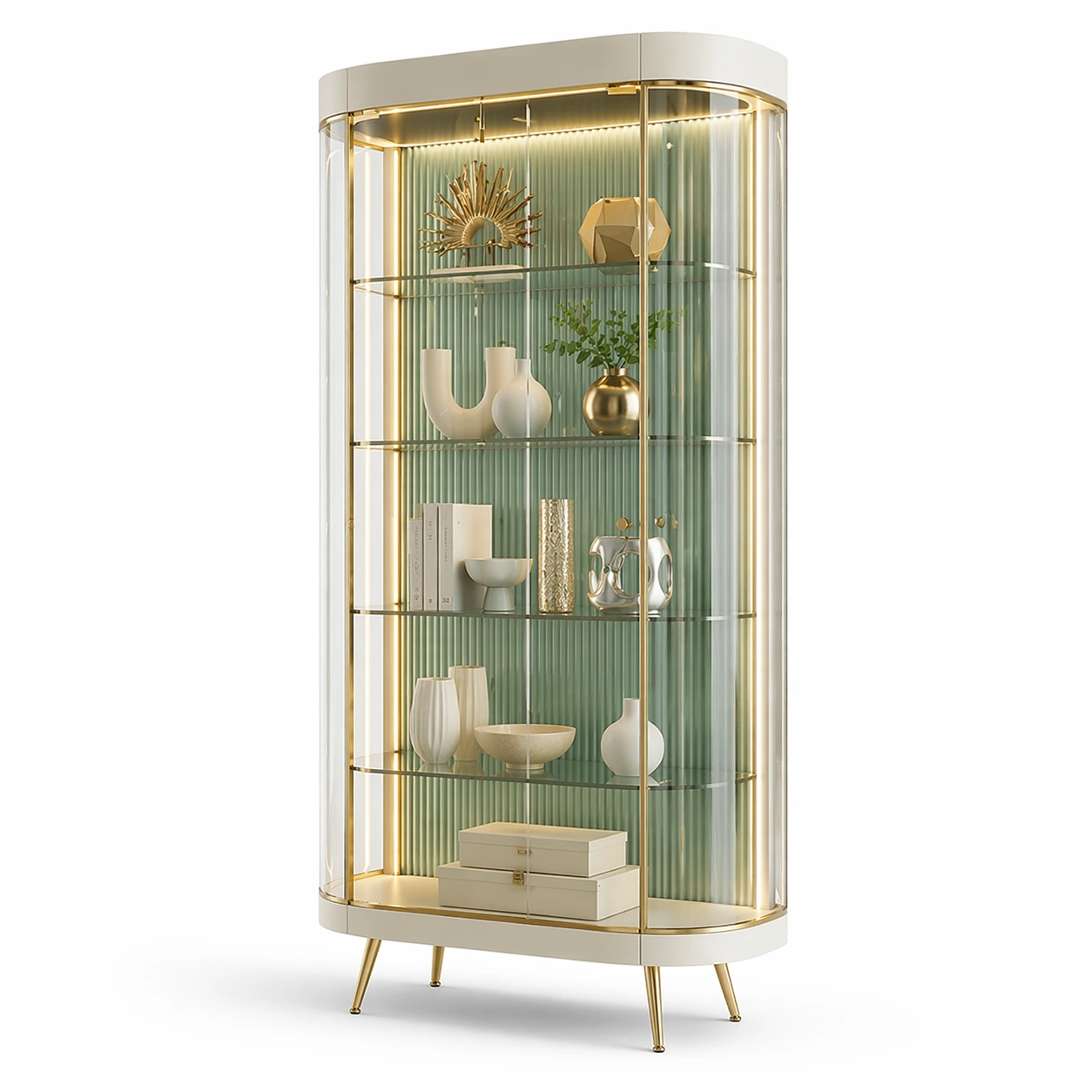 Vitrine gross mit Glas und LED Beleuchtung