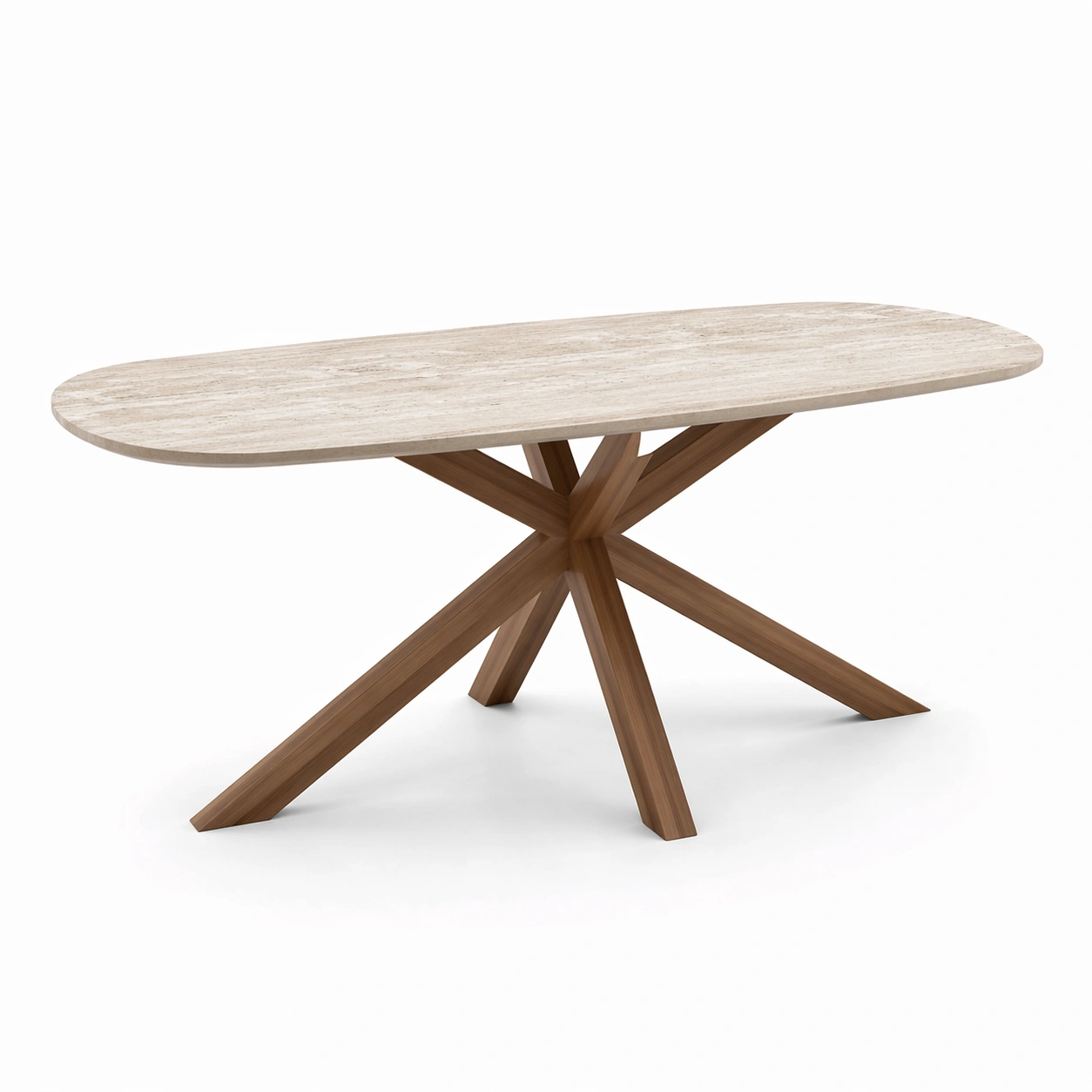 Esstisch oval Holz mit Design Gestell