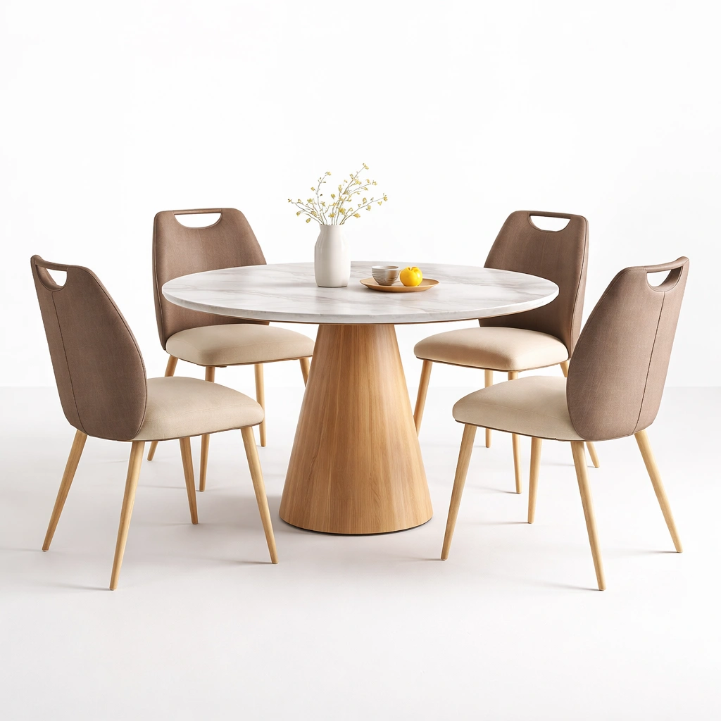 Esstisch rund Set mit 4 Stuehlen