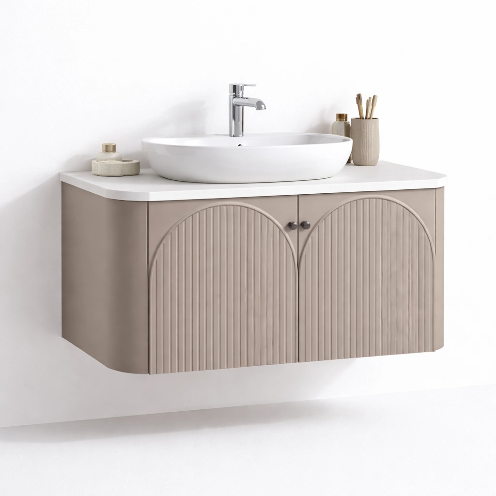 Waschbecken Unterschrank haengend mit Tueren modern