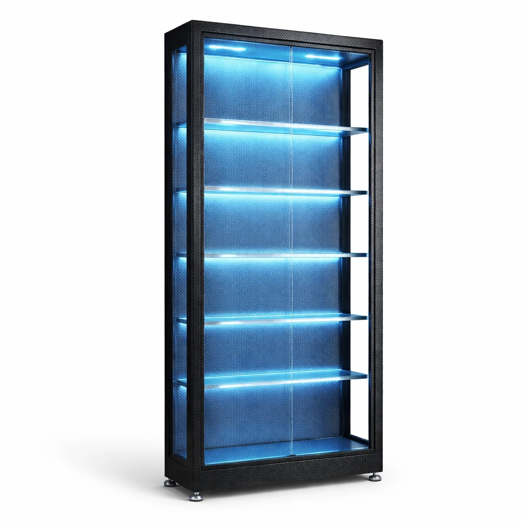 Vitrine hoch mit Glas und LED modern