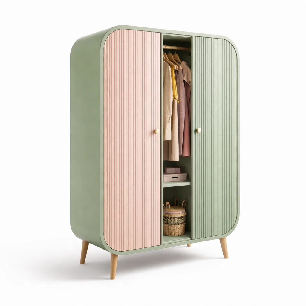 Kleiderschrank mit 2 Tueren und Regalfach modern