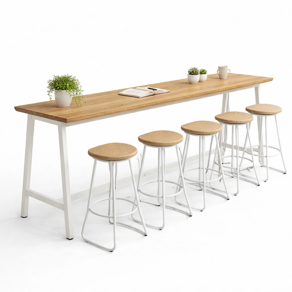 Bartisch Set mit Hockern Holz Metall modern