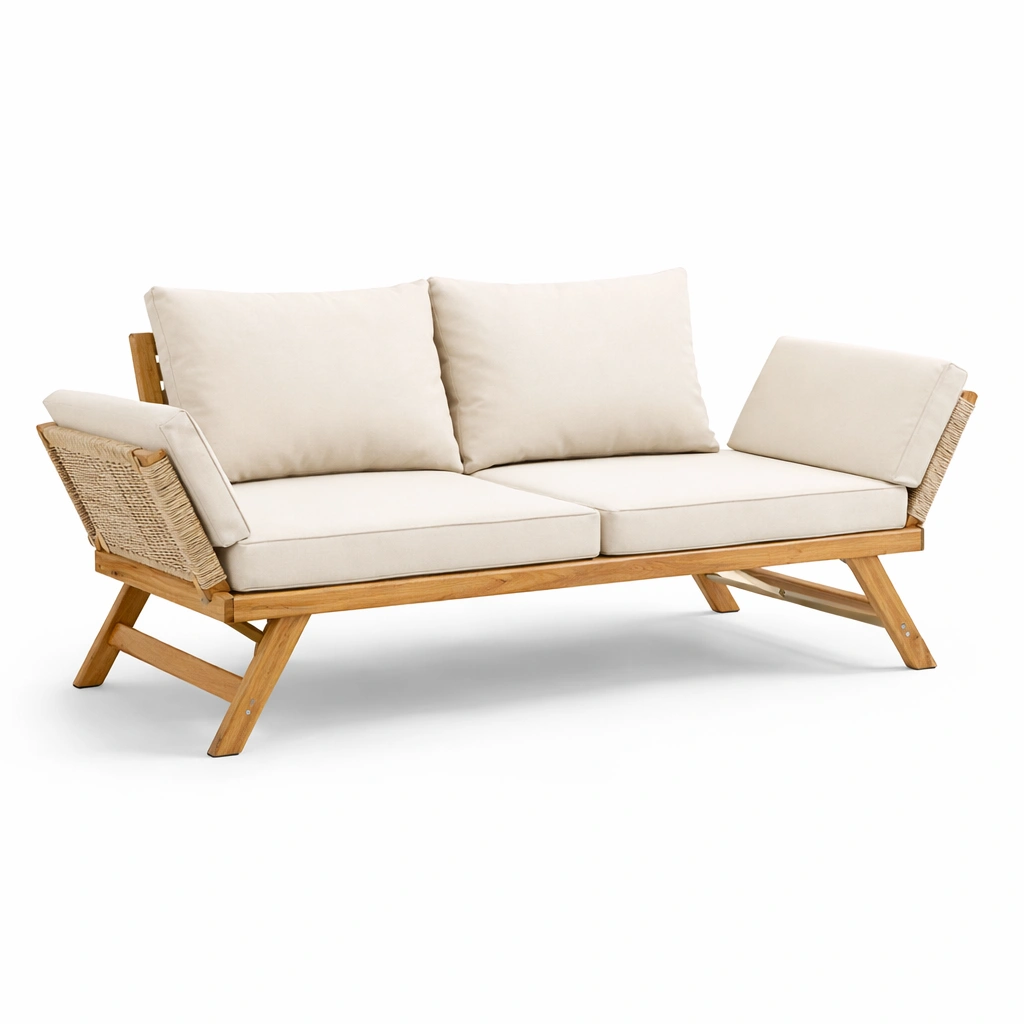 Outdoor Sofa Holz mit Polstern modern