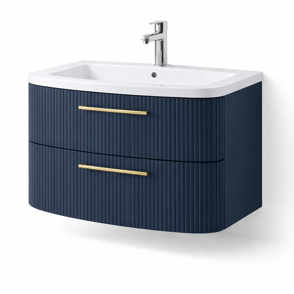 Badezimmerschrank mit Waschbecken 2 Schubladen modern