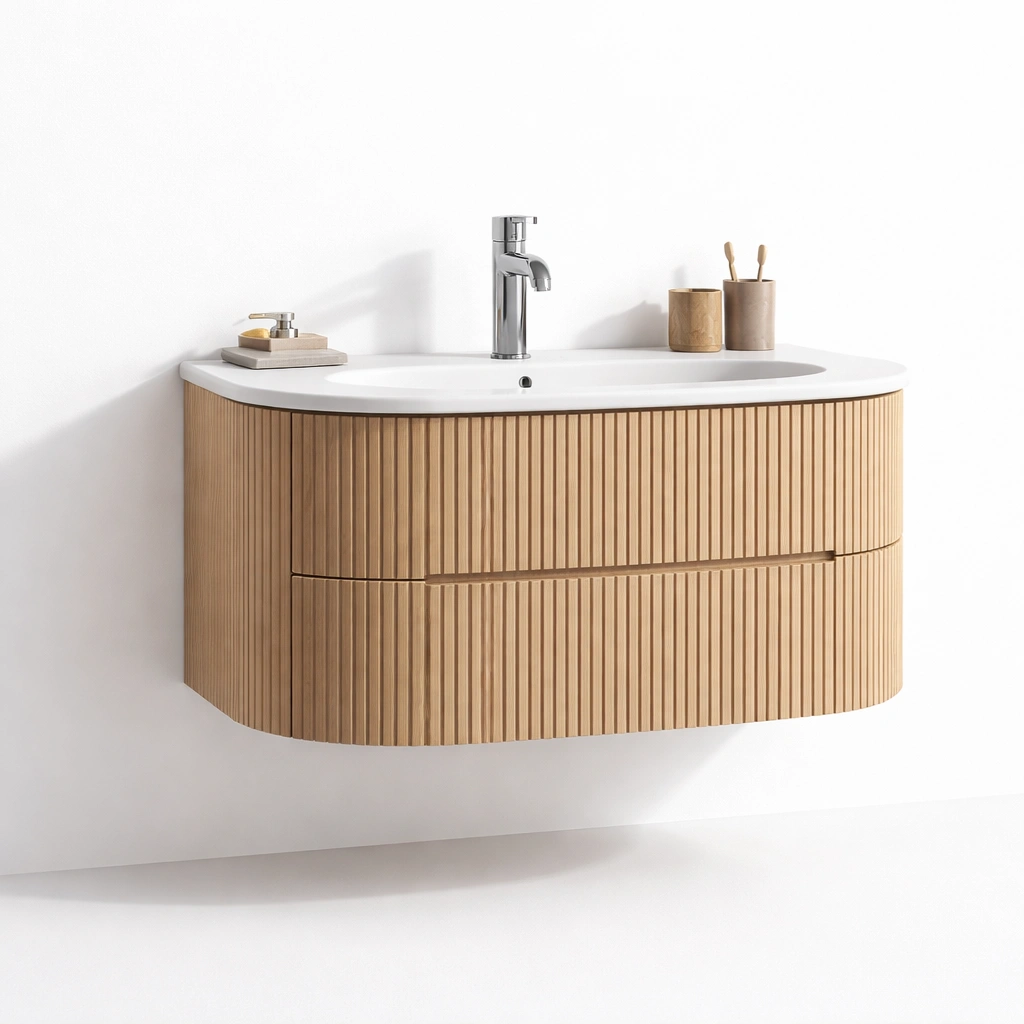 Waschbecken Unterschrank Holzoptik mit Schublade