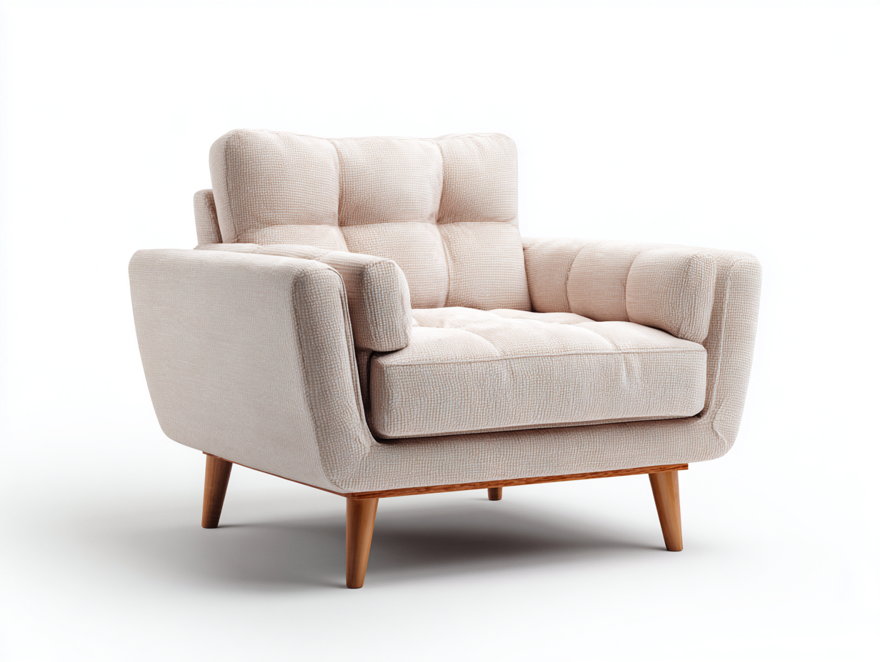 Fauteuil en tissu rembourré 85x80x85 cm - beige clair - style contemporain-Votadecor