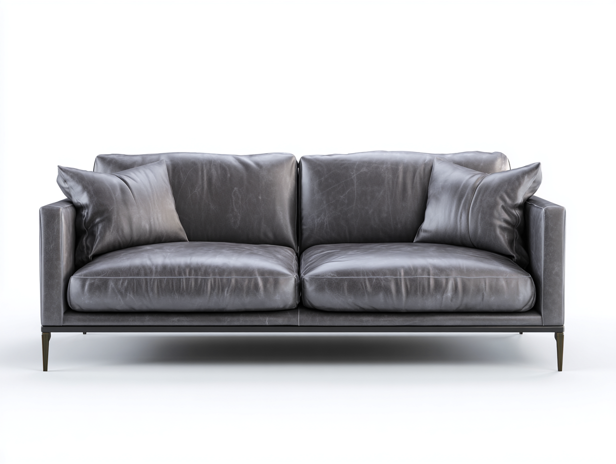 Canapé 2 places en revêtement aspect cuir 180x85x80 cm - gris foncé - design moderne-Votadecor