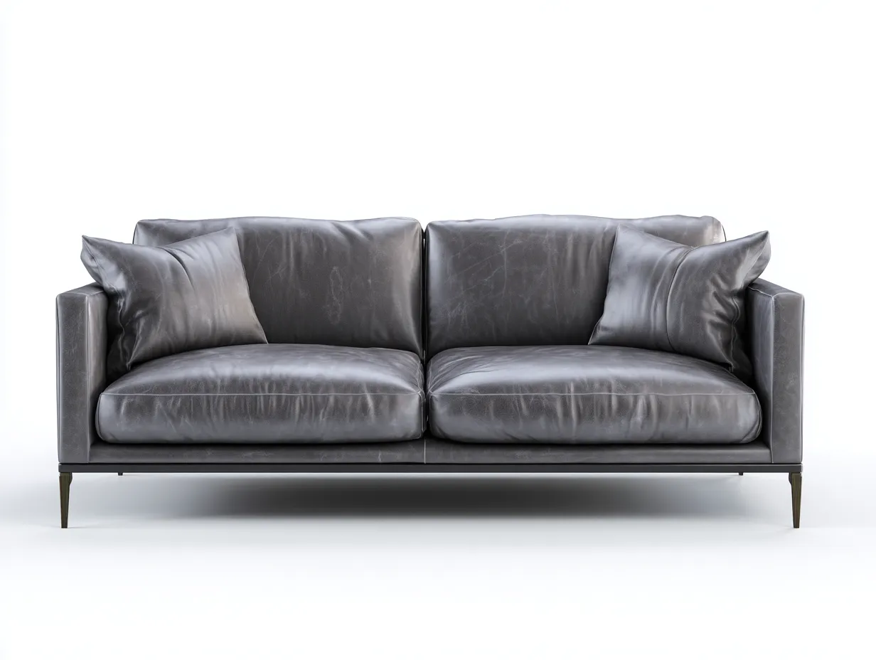 Canapé 2 places en revêtement aspect cuir 180x85x80 cm - gris foncé - design moderne-Votadecor