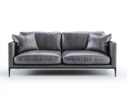 Canapé 2 places en revêtement aspect cuir 180x85x80 cm - gris foncé - design moderne-Votadecor