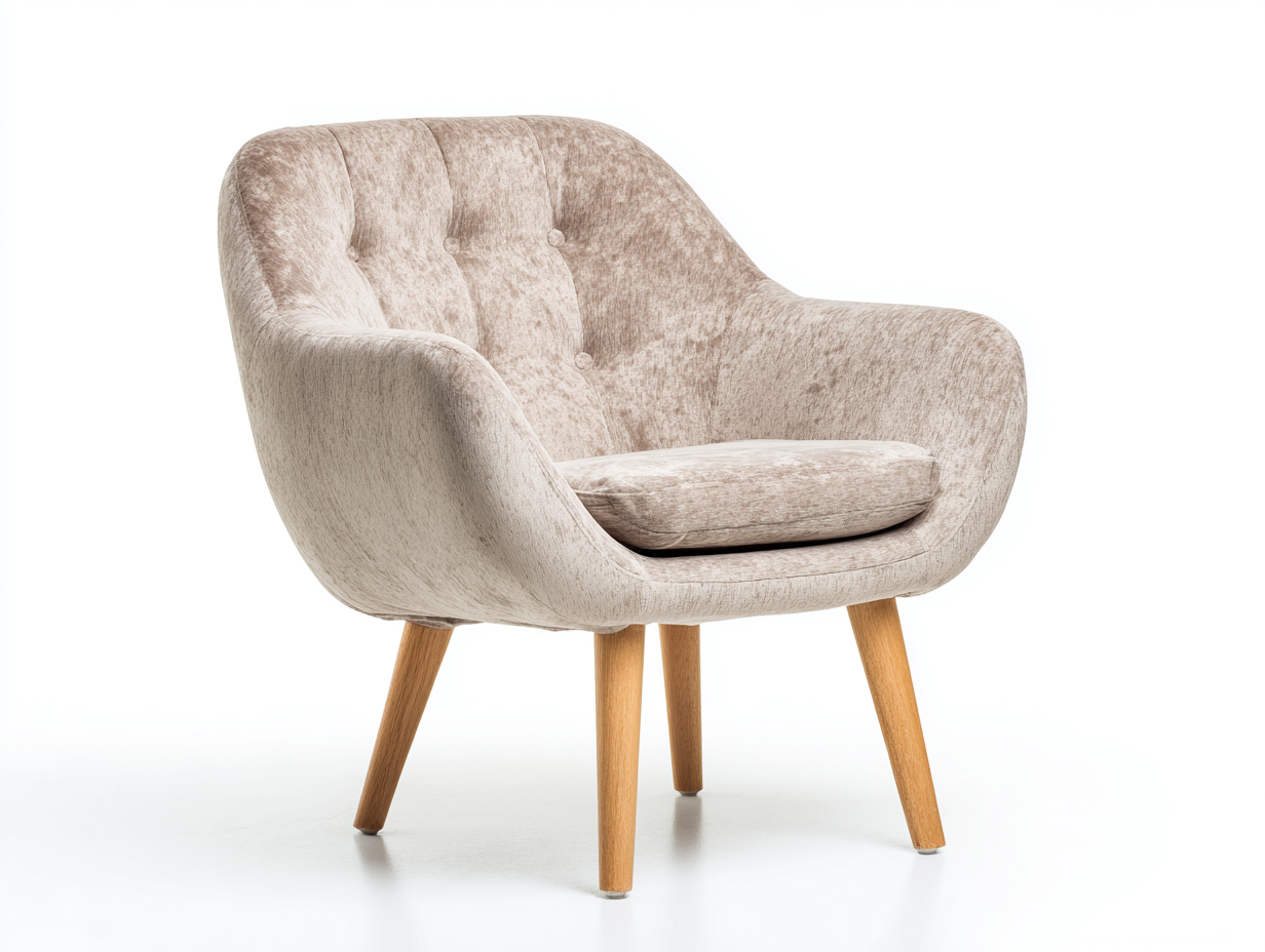 Fauteuil rembourré revêtement textile 75x70x82 cm - Beige clair - Style scandinave pour intérieur-Votadecor
