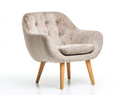 Fauteuil rembourré revêtement textile 75x70x82 cm - Beige clair - Style scandinave pour intérieur-Votadecor