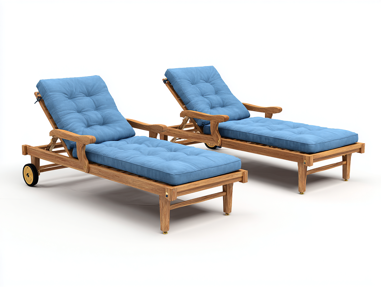 Bain de soleil en bois extérieur 200x70x85 cm - Bleu-Bois naturel - Confort réglable pour jardin-Votadecor