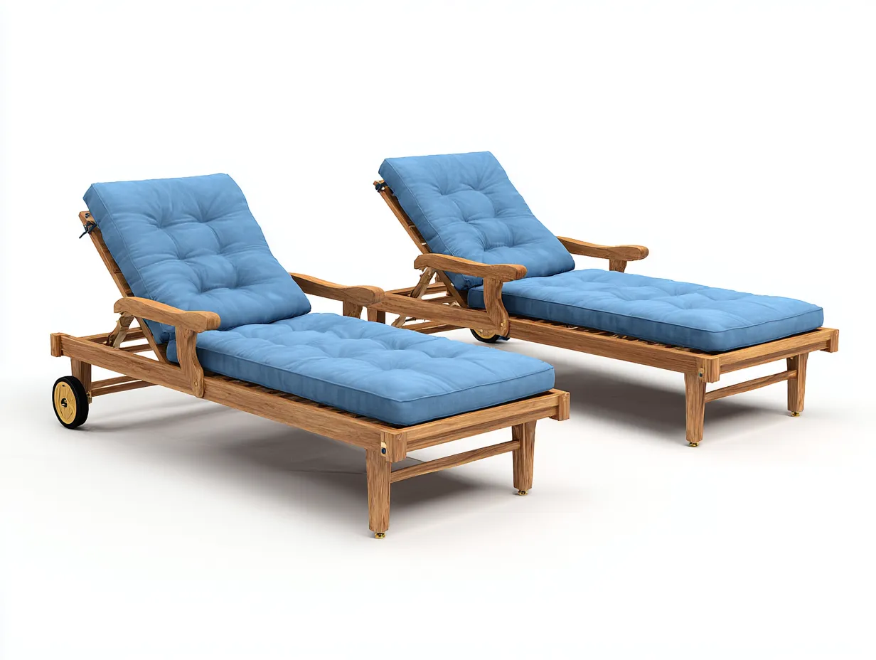 Bain de soleil en bois extérieur 200x70x85 cm - Bleu-Bois naturel - Confort réglable pour jardin-Votadecor