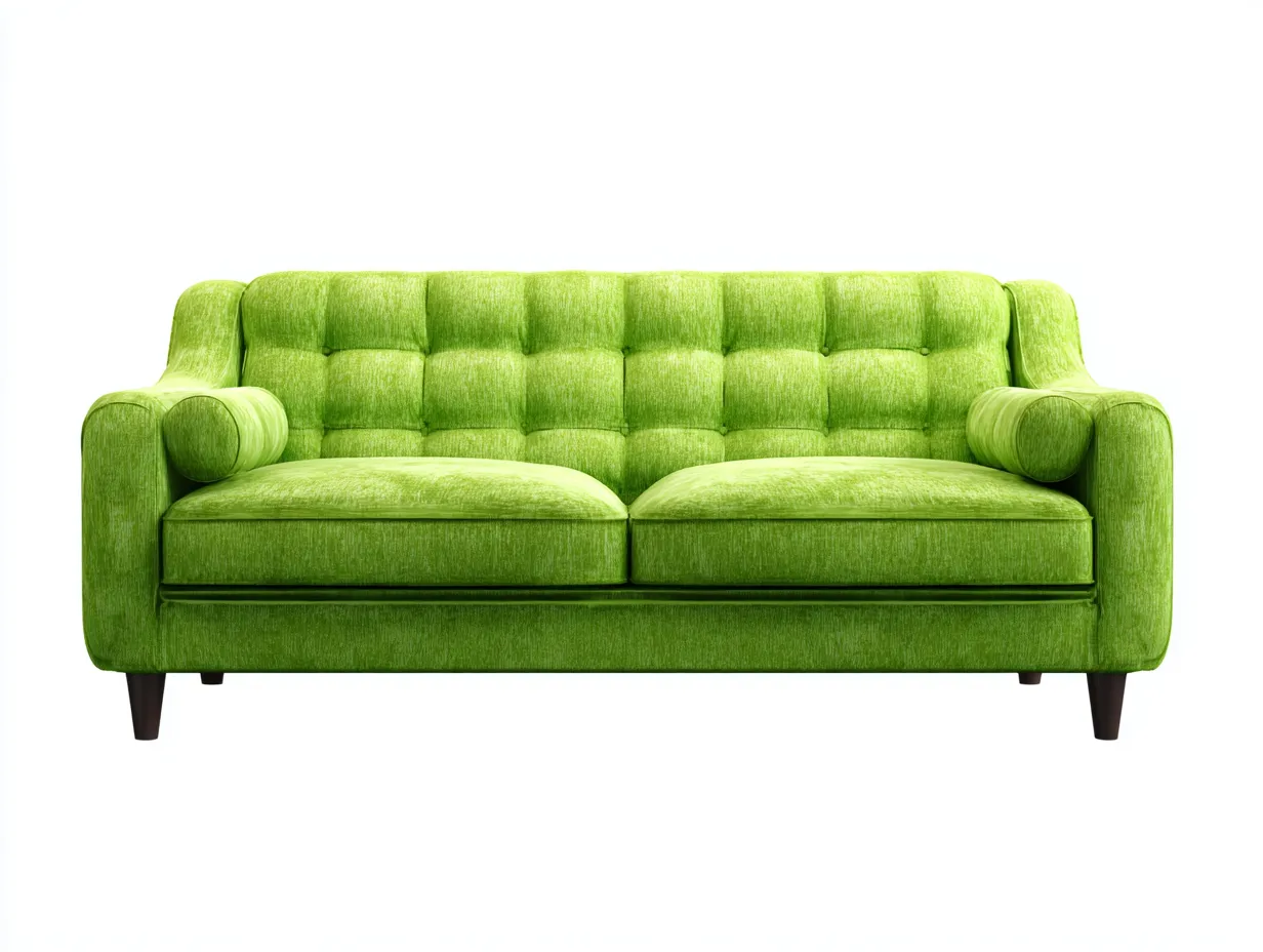 Canapé 2 places en tissu 135x85x80 cm - vert clair - design capitonné pour salon-Votadecor