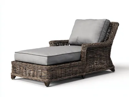 Bain de soleil en résine tressée 200x70x85 cm - marron et gris - style contemporain-Votadecor