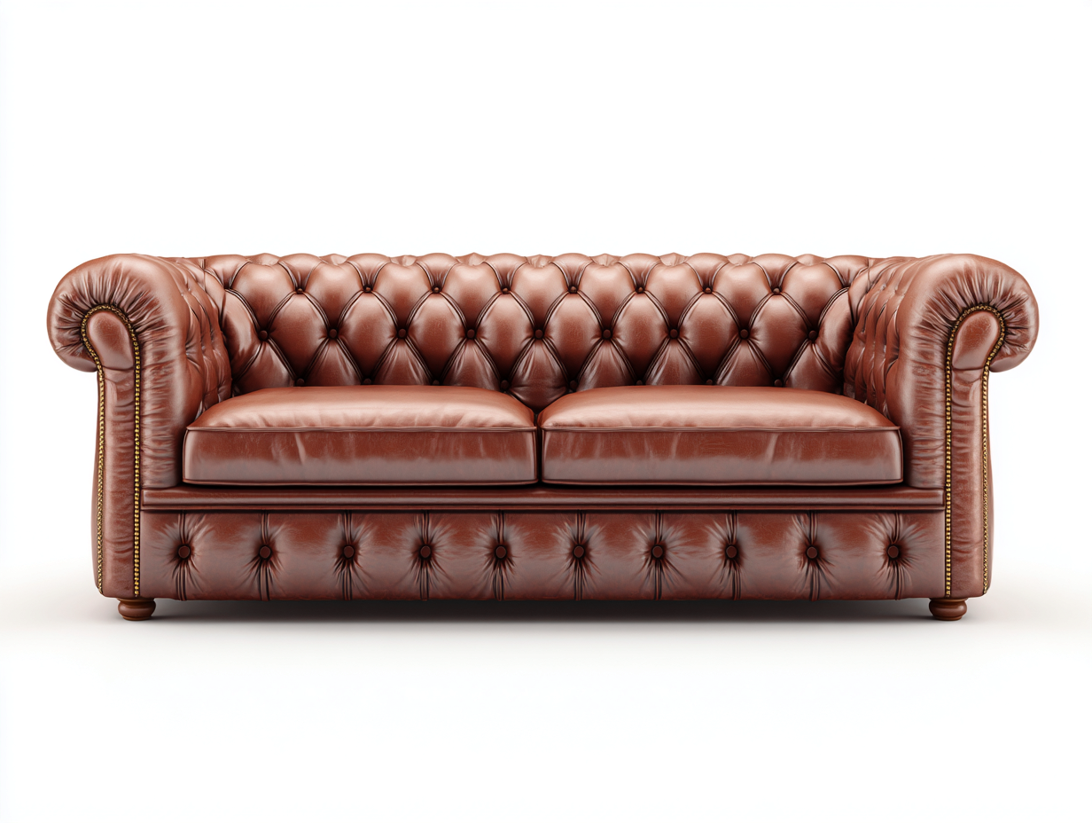 Canapé 2 places en simili cuir capitonné 180x90x75 cm - marron cognac - style classique-Votadecor