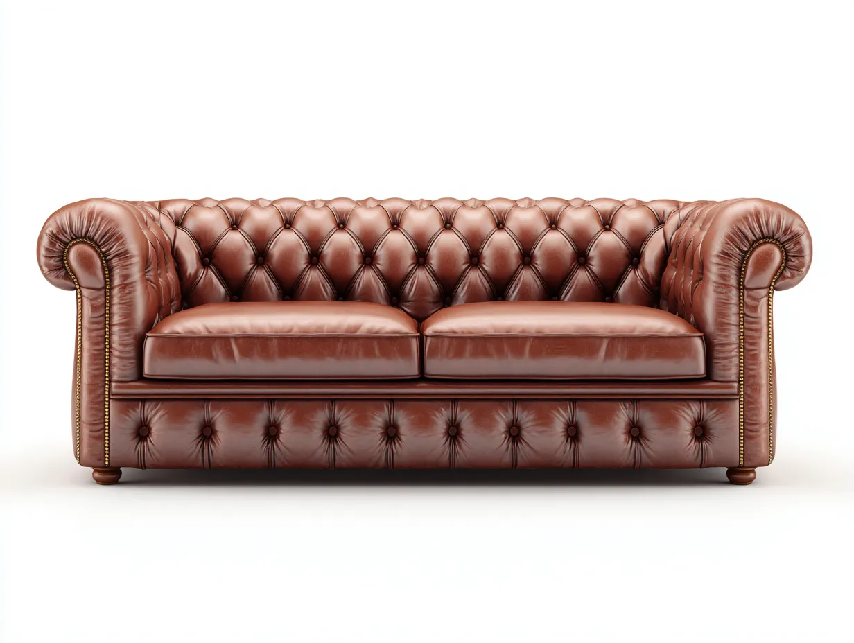 Canapé 2 places en simili cuir capitonné 180x90x75 cm - marron cognac - style classique-Votadecor