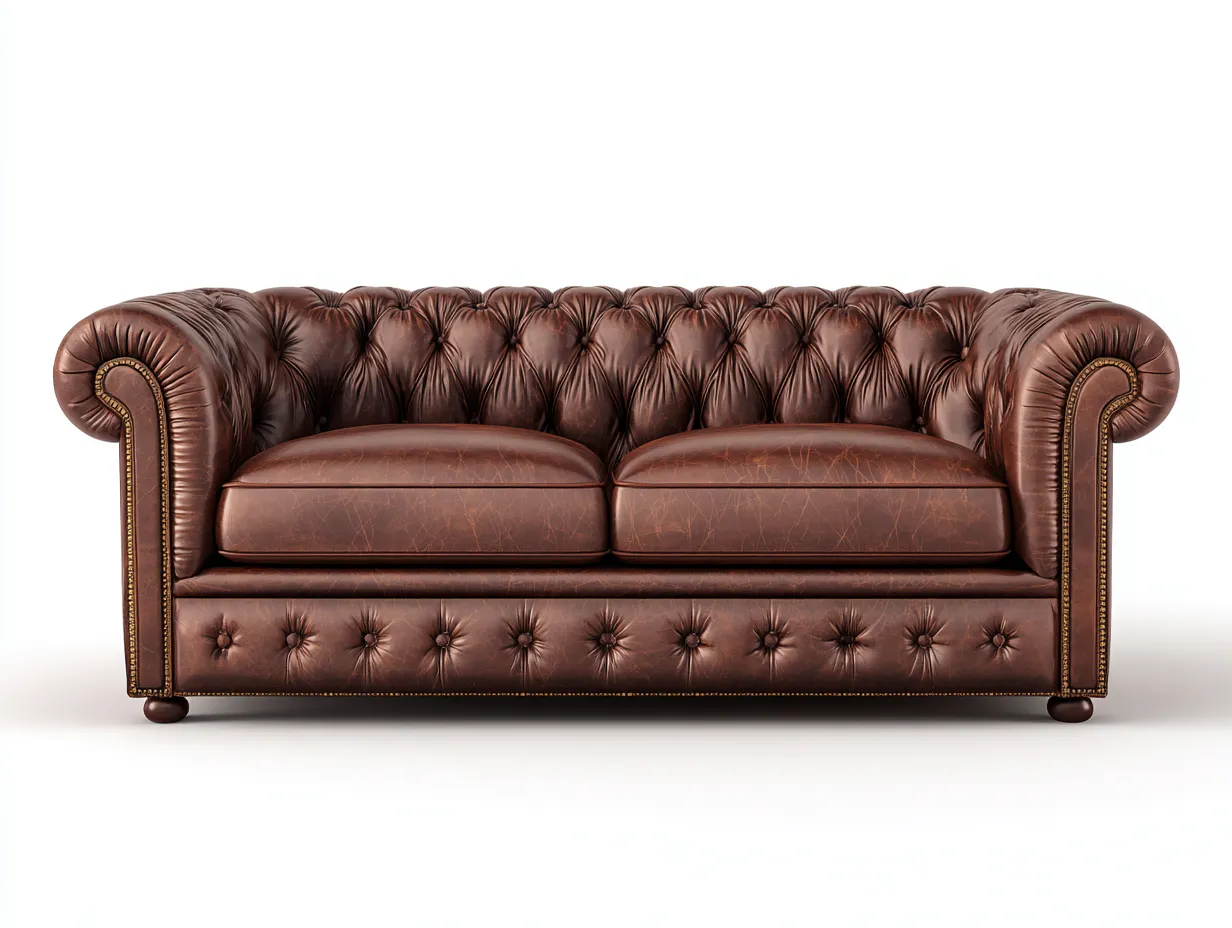 Canapé 2 places capitonné similicuir 185x90x75 cm - Marron - Style classique-Votadecor