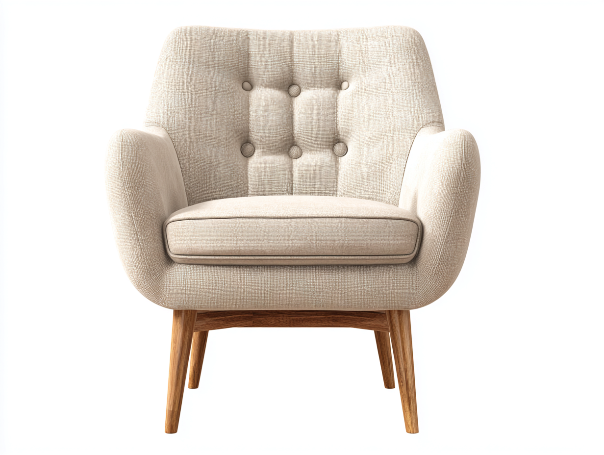 Fauteuil en tissu capitonné 76x80x90 cm - beige - style moderne pour salon-Votadecor