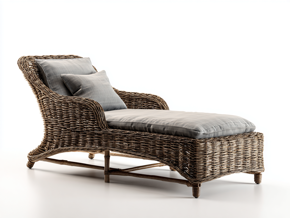 Bain de soleil en rotin 200x70x85 cm - marron-gris - style naturel-Votadecor