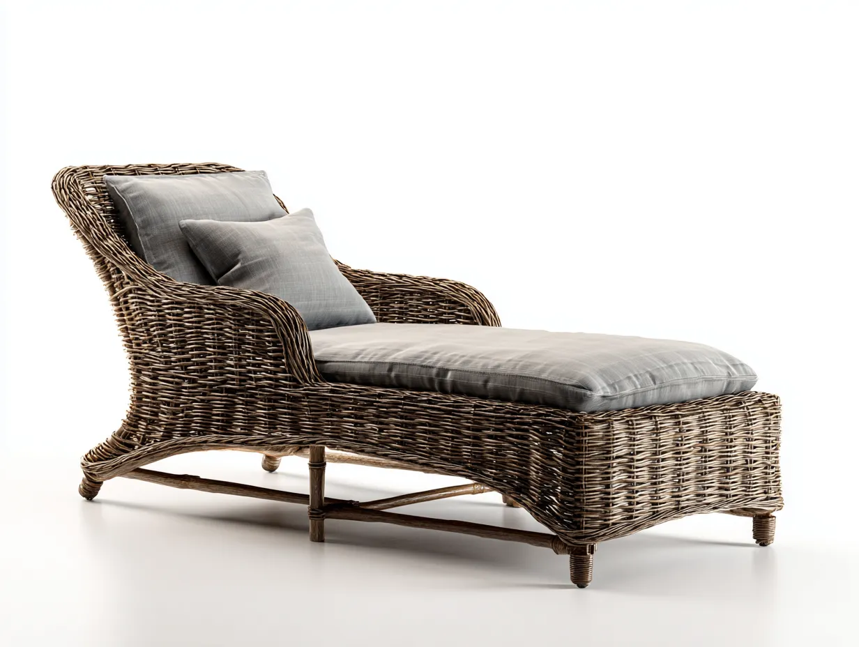 Bain de soleil en rotin 200x70x85 cm - marron-gris - style naturel-Votadecor