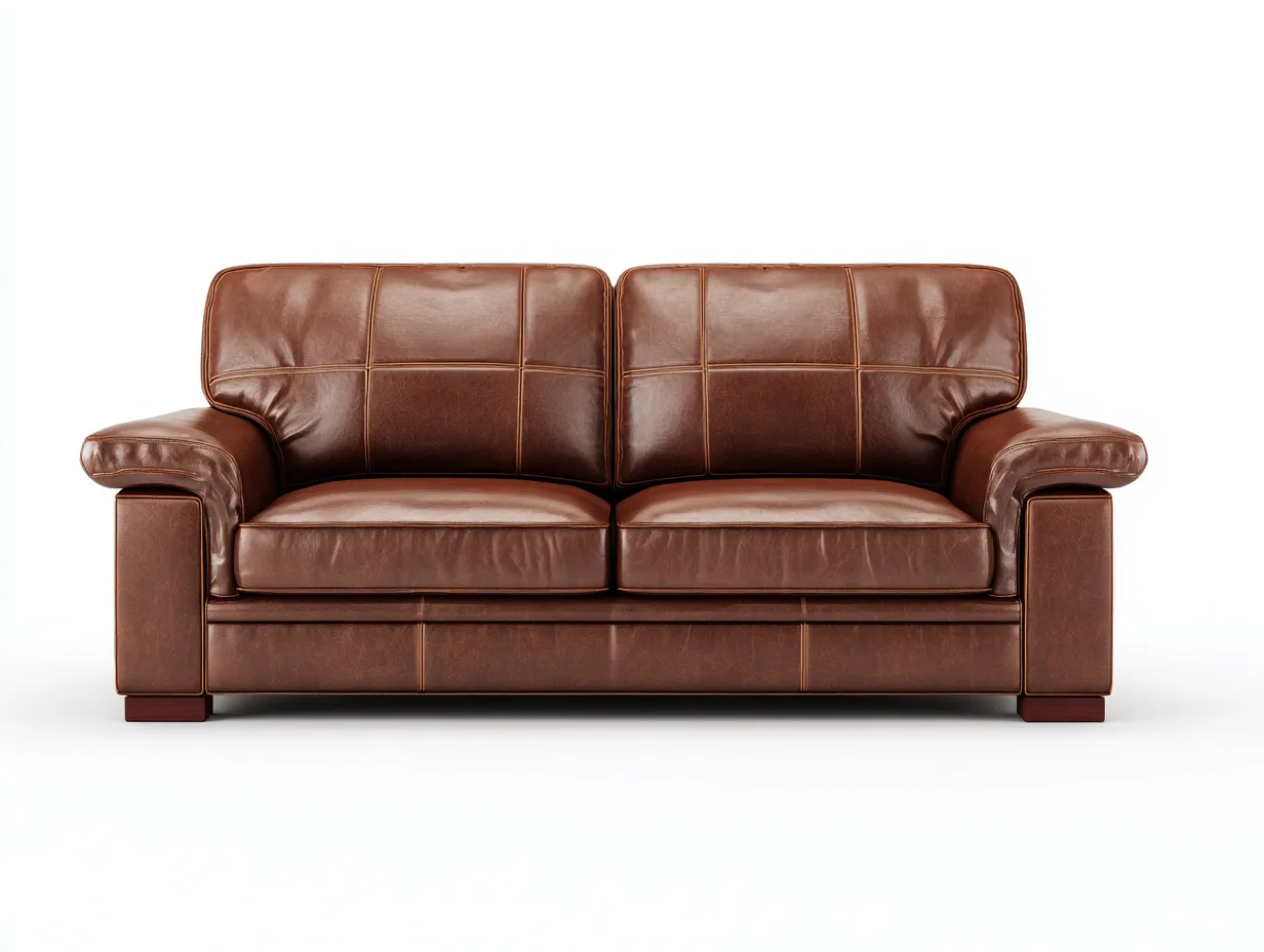 Canapé 2 places en revêtement aspect cuir 190x90x85 cm - marron - style classique-Votadecor