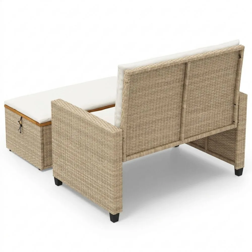 Sofá de Jardín 2 Plazas con Cojines, Mueble Exterior para Terraza y Balcón