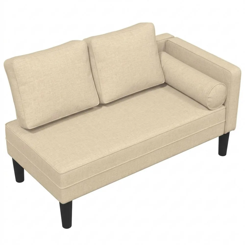 Sofá Diván con Cojines Crema, Tapizado, para Sala y Dormitorio