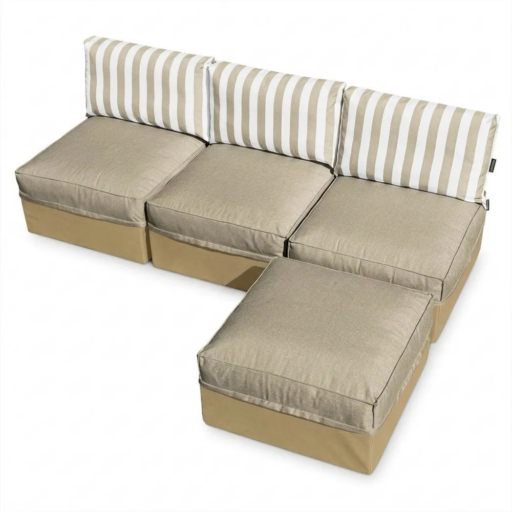 Sofá Modular de 3 Plazas para Jardín o Interiores en Beige