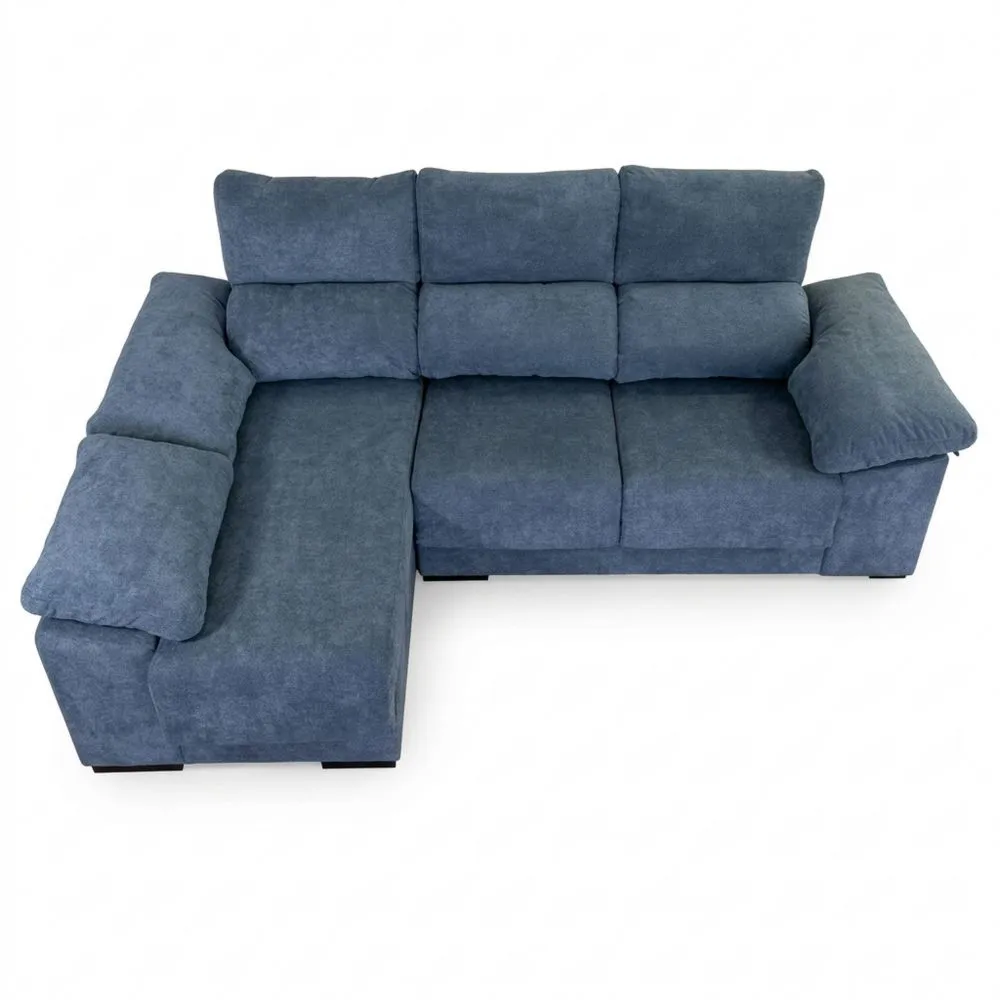 Sofá Chaise Longue 3 Plazas Lado Izquierdo con Asientos de Espuma