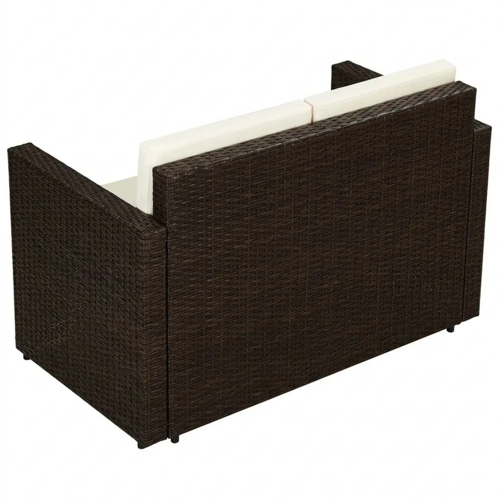 Sofá de Jardín 2 Plazas Ratán Sintético para Exterior