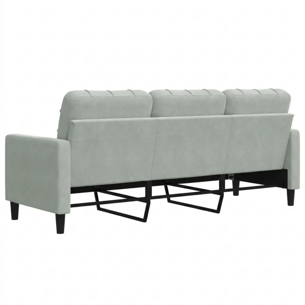 Sofá de Terciopelo Gris Claro para Tres Personas 180 cm