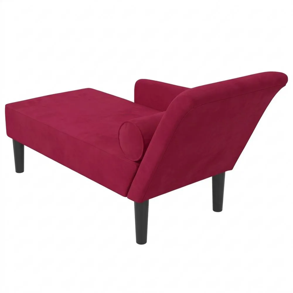 Sofá Chaise Longue con Cojines de Terciopelo Rojo para Sala de Estar