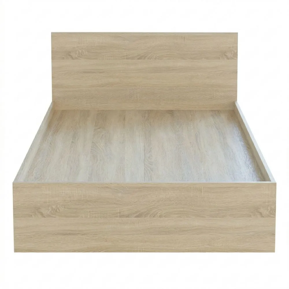 Estructura de cama doble con 4 cajones, color roble