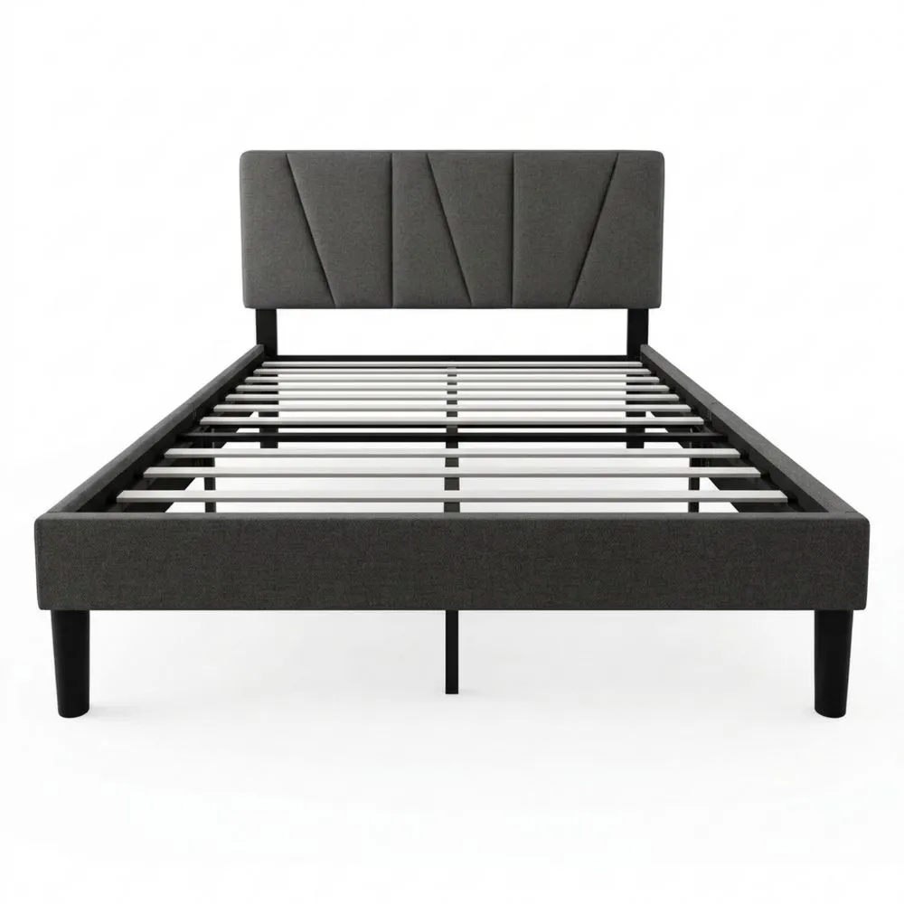 Cama Plataforma de Madera en Gris Oscuro 180x200 cm