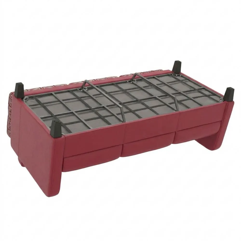 Sofá de 3 plazas de piel sintética en color vino 180cm