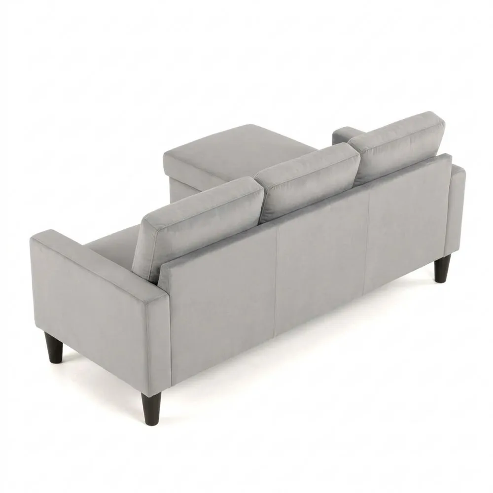 Sofá de Sala de Estar de 3 Plazas con Chaise Longue Reversible en Tela Gris Claro