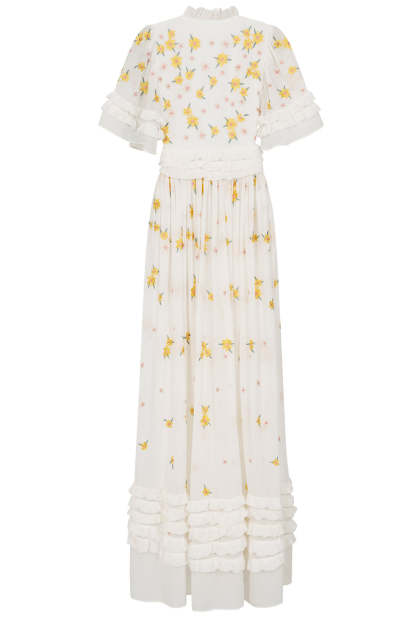 White Floral Embroidered Maxi Dress