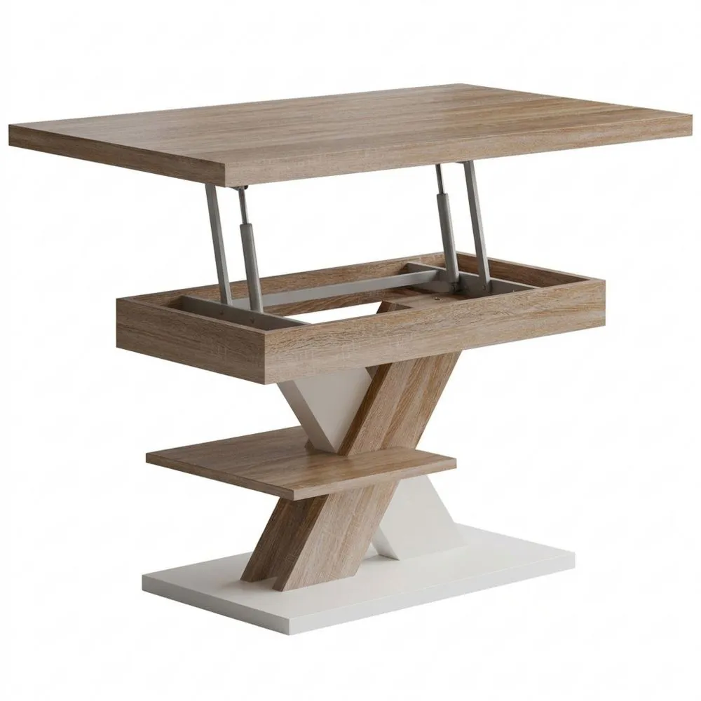 Mesa de Centro Moderna con Estante de Almacenamiento Resistente a Arañazos