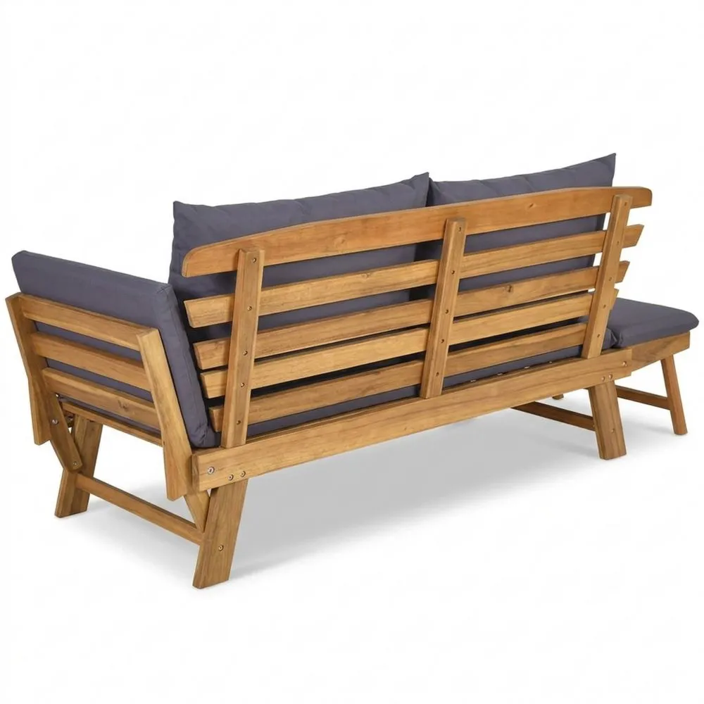 Sofá Cama Convertible de Jardín para 2 Personas con Almohadas y Cojín Lavable