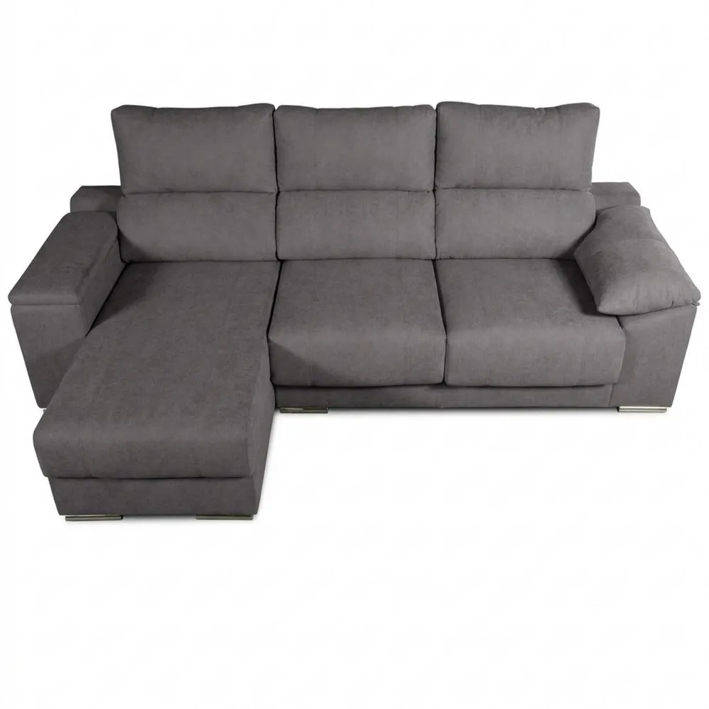 Sofá Chaise Longue Moderno con Asientos Deslizantes y Respaldo Reclinable