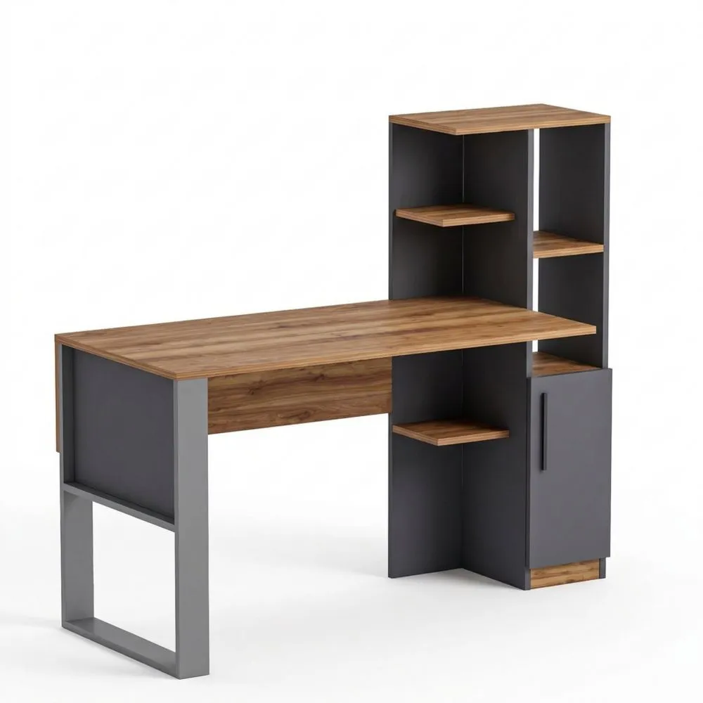 Escritorio de Computadora Moderno con Almacenamiento y Estantes