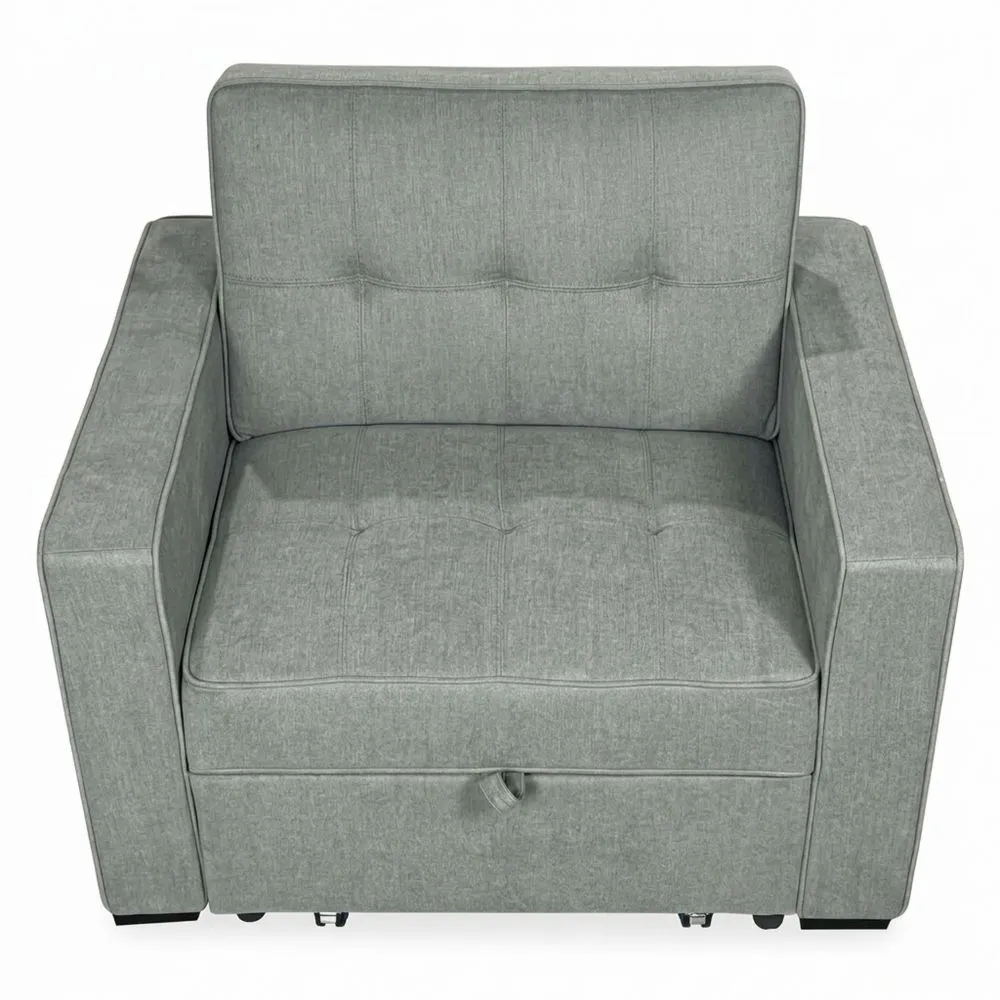 Sofá Cama Individual Moderno con Reposabrazos en Gris